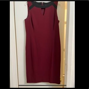 Kasper sheath dress. Used once. Burgundy w black edging. Very flattering. Size 8